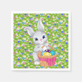 Osterhase mit Korbgeweih Party Papier Serviette