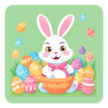 Osterhase mit Ostereier-Aufkleber