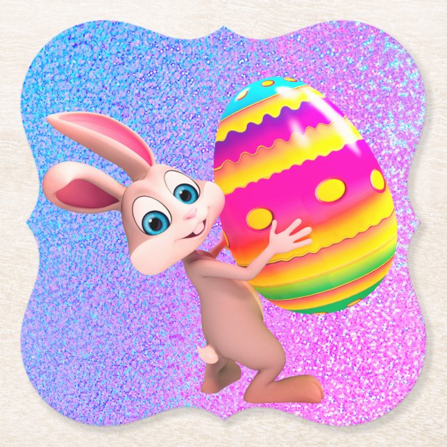 Osterhase mit Ostereier Set von Papier-Untersetzer Untersetzer (Vorderseite)