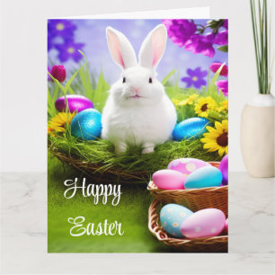 Osterhase mit Ostereierkorb Karte