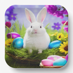 Osterhase mit Ostereierkörbe Pappteller