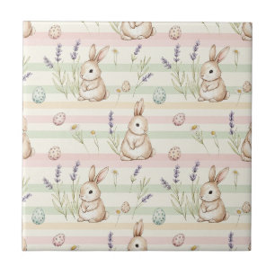 Osterhase mit Ostereiern Frühling Pastell-Muster ( Fliese