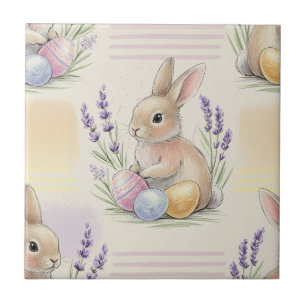 Osterhase mit Ostereiern Frühling Pastell-Muster ( Fliese