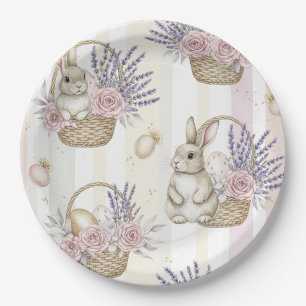 Osterhase mit Ostereiern Frühling Pastell-Muster ( Pappteller
