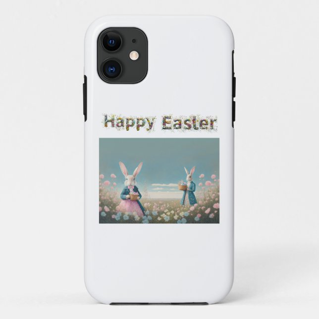 Osterhase mit Ostereiern Happy Osterfest Case-Mate iPhone Hülle (Rückseite)