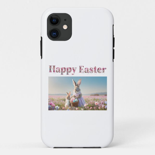 Osterhase mit Ostereiern Happy Osterfest Case-Mate iPhone Hülle (Rückseite)
