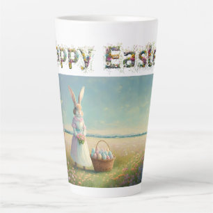 Osterhase mit Ostereiern Happy Osterfest Milchtasse