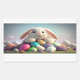 Osterhase mit Ostereiern Rechteckiger Aufkleber