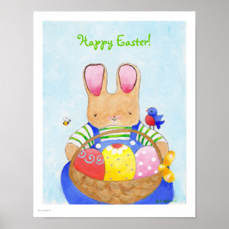 Osterhase mit Osterkorb Poster