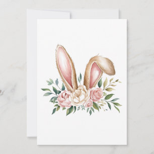 Osterhase mit pastellfarbenen Blumenohren Feiertagskarte