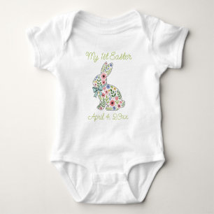 Osterhase mit rosa und blauen Wildblumen Baby Strampler