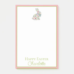 Osterhase mit rosa und blauen Wildblumen Post-it Klebezettel