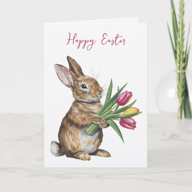 Osterhase mit Tulissen Karte (Vorderseite)