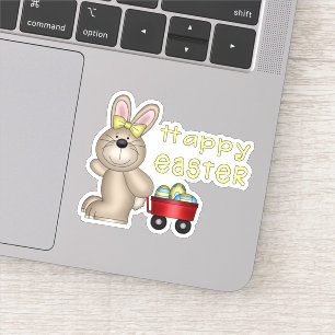 Osterhase mit wenig Roter Wagen - Tour Aufkleber