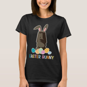 Osterhase Moai Statue mit bunten Ostereiern T-Shirt