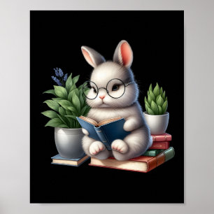 Osterhase Niedliche Bunny Book Lovers Paradies Poster