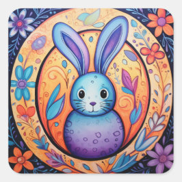 Osterhase Niedlicher Frühling Quadratischer Aufkleber