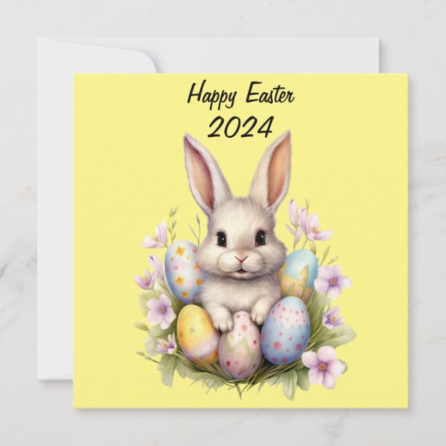 Osterhase & Ostereier Kunstwerk Karte (Vorderseite)