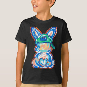 Osterhase Pinselstrich Frohe Ostern Frauen Junge T-Shirt