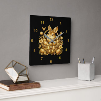 Osterhase Quadratische Wanduhr