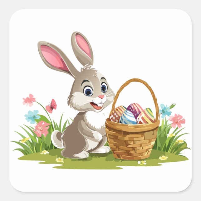 Osterhase Quadratischer Aufkleber (Vorderseite)