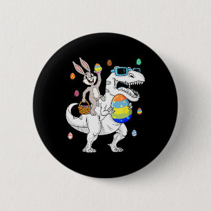 Osterhase Reitet T Rex Dinosaurier Spaß Eier Junge Button