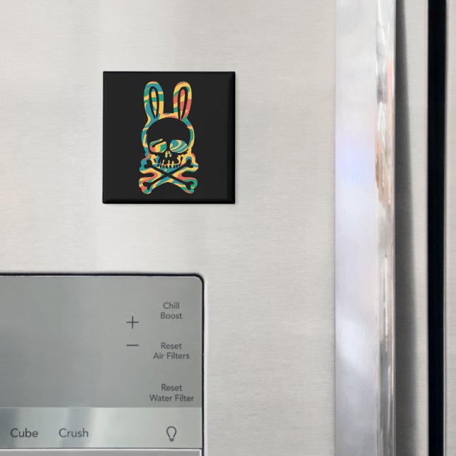 Osterhase Retro Gefärbte Krawatte Bunny Skull Kreu Magnet (In Situ (Kühlschrank))
