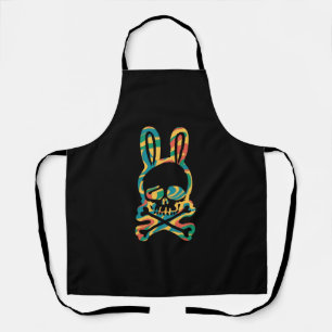 Osterhase Retro Tie Dye Hase Totenkopf Kreuz Knoch Schürze