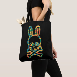 Osterhase Retro Tie Dye Hase Totenkopf Kreuz Knoch Tasche