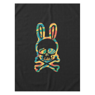 Osterhase Retro Tie Dye Hase Totenkopf Kreuz Knoch Tischdecke