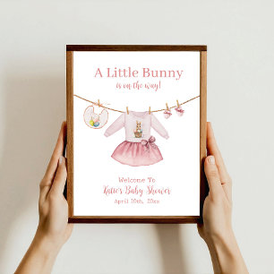 Osterhase rosa Kleid Mädchen Baby Shower Willkomme Poster