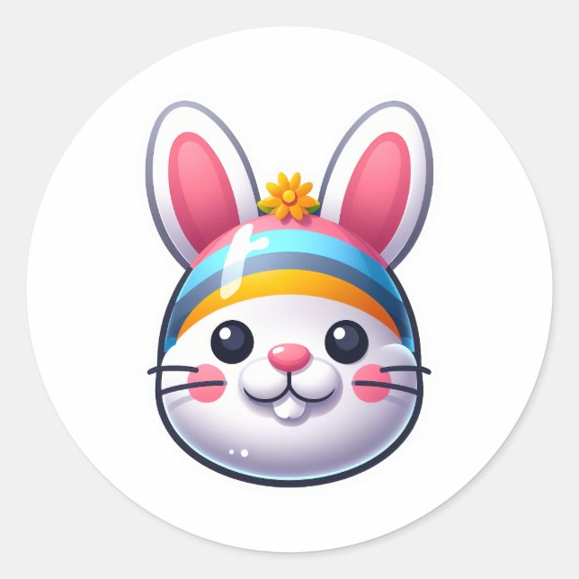 Osterhase Runder Aufkleber (Vorderseite)