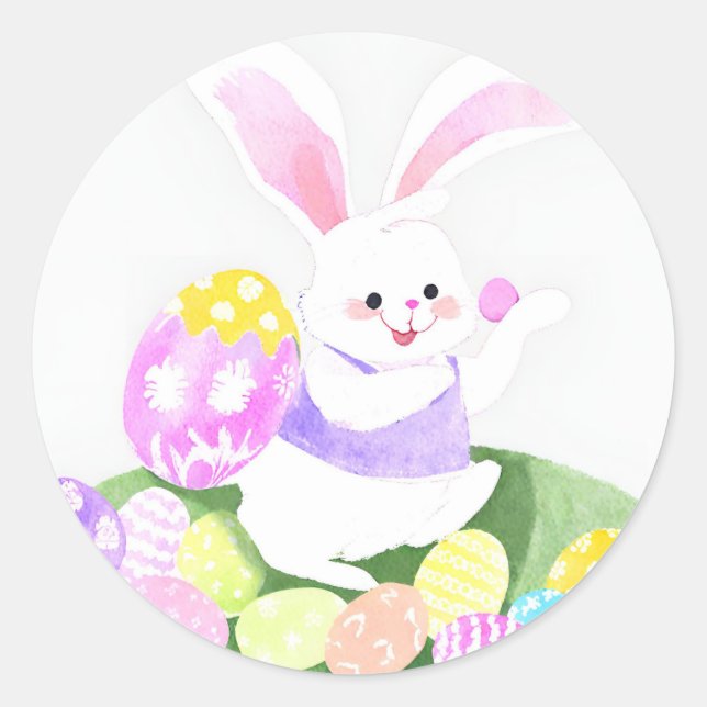 Osterhase Runder Aufkleber (Vorderseite)
