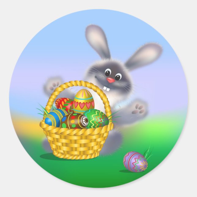 Osterhase Runder Aufkleber (Vorderseite)