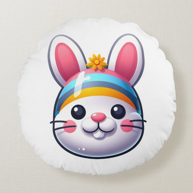 Osterhase Rundes Kissen (Vorderseite)