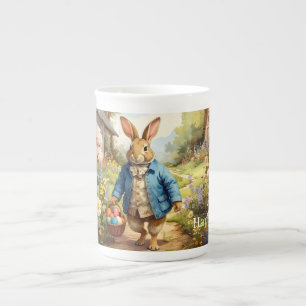 Osterhase sammelt Ostereier Prozellantasse