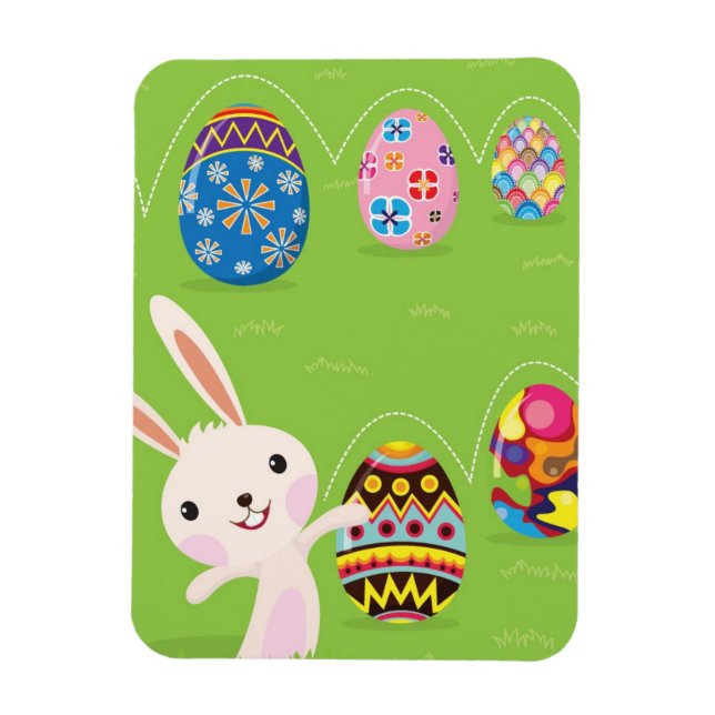 Osterhase spielerisch mit bemalten Eiern Magnet (Vertikal)