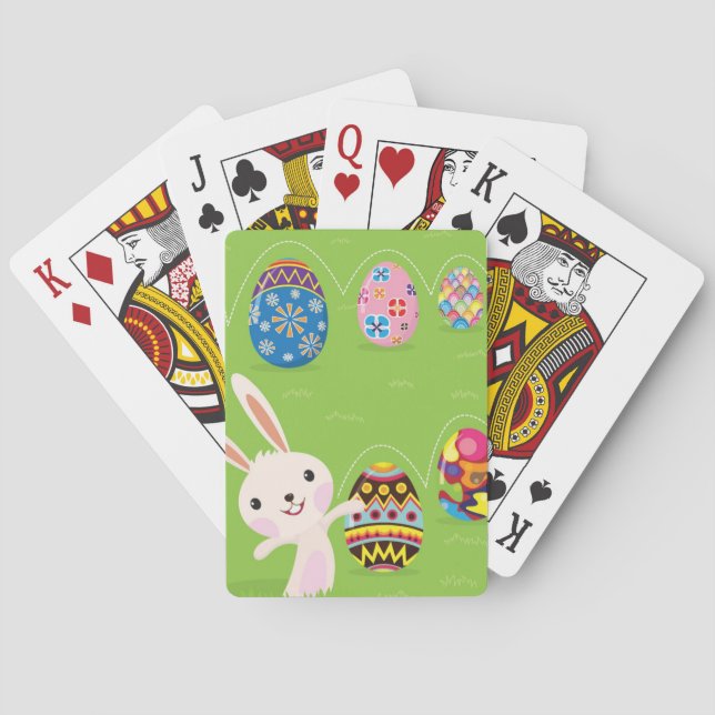 Osterhase spielerisch mit bemalten Eiern Spielkarten (Rückseite)