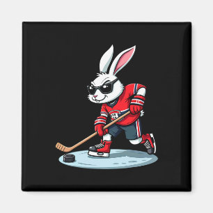 Osterhase spielt Hockey Magnet