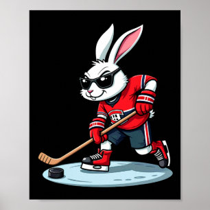 Osterhase spielt Hockey Poster