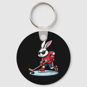 Osterhase spielt Hockey Schlüsselanhänger