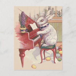 Osterhase spielt Klavier Hyazinthe Feiertagspostkarte
