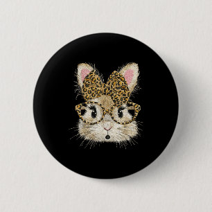 Osterhase süße Brille Leopard Hase Kaninchen Button