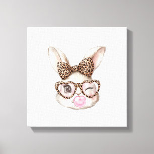 Osterhase Süße Brille Leopard Hase Kaninchen Oster Leinwanddruck
