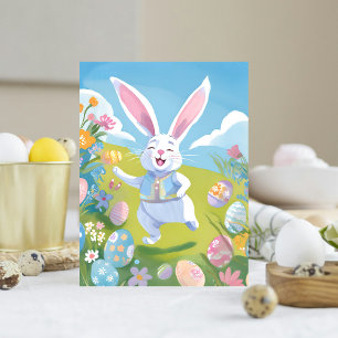Osterhase   Süße Ostern Pastell Wildblume Feiertagspostkarte