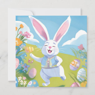 Osterhase   Süße Ostern Pastell Wildblumen Karte