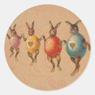 Osterhase Tanzende Eier Runder Aufkleber