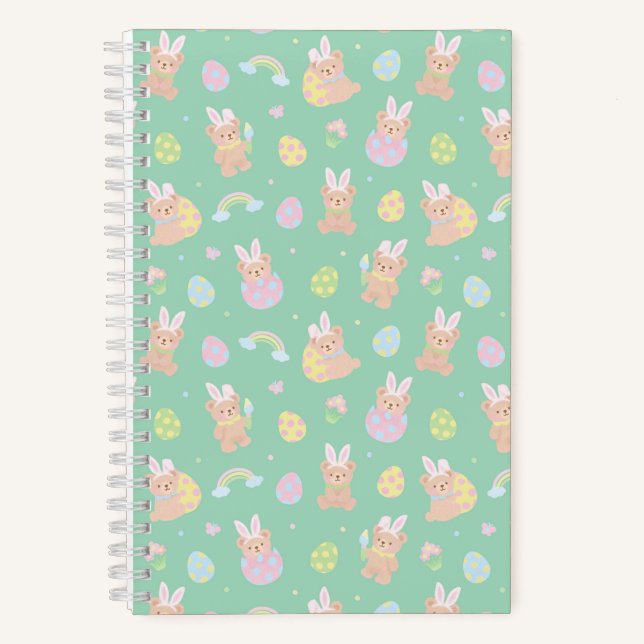 Osterhase Teddybär Minze Notizbuch (Vorderseite)