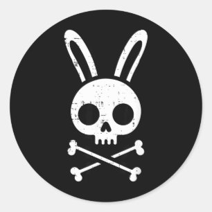Osterhase Totenkopf Kreuz Knochen Hase Goth Männer Runder Aufkleber