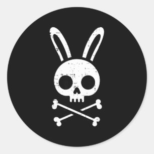 Osterhase Totenkopf Kreuz Knochen Hase Goth Männer Runder Aufkleber